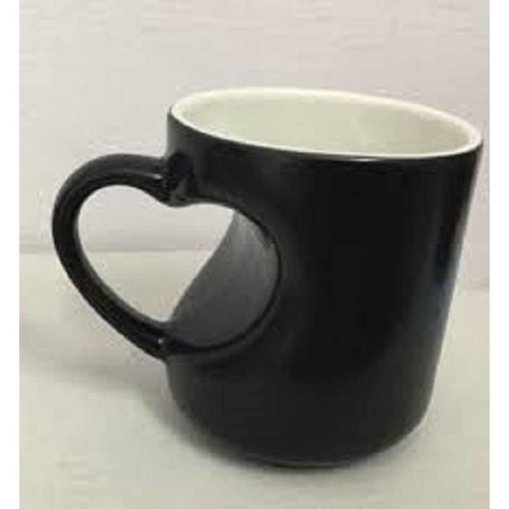 Premium  Heart Black Personalised Photo Magic Mug