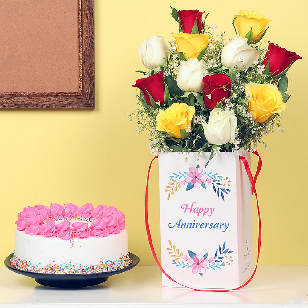 Vanilla Cake With Color Flowers