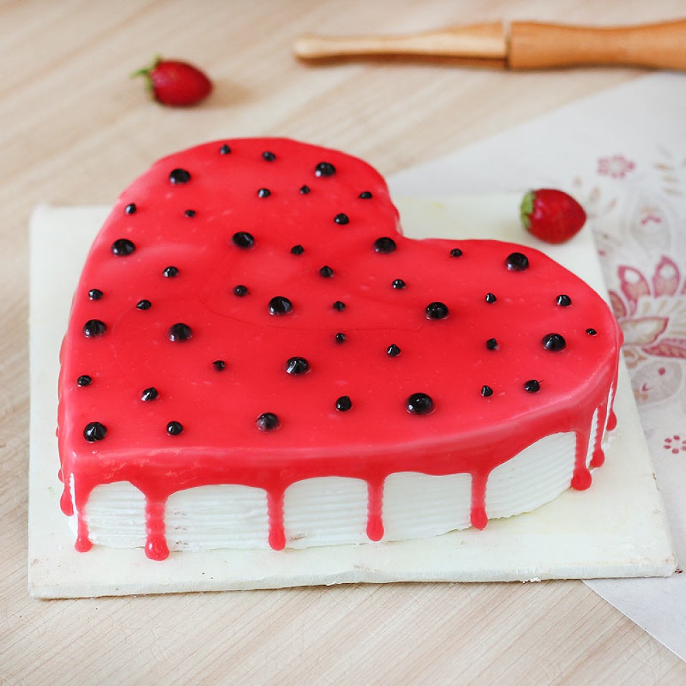 Valentine Red Velvet Heart Shaped Cake
