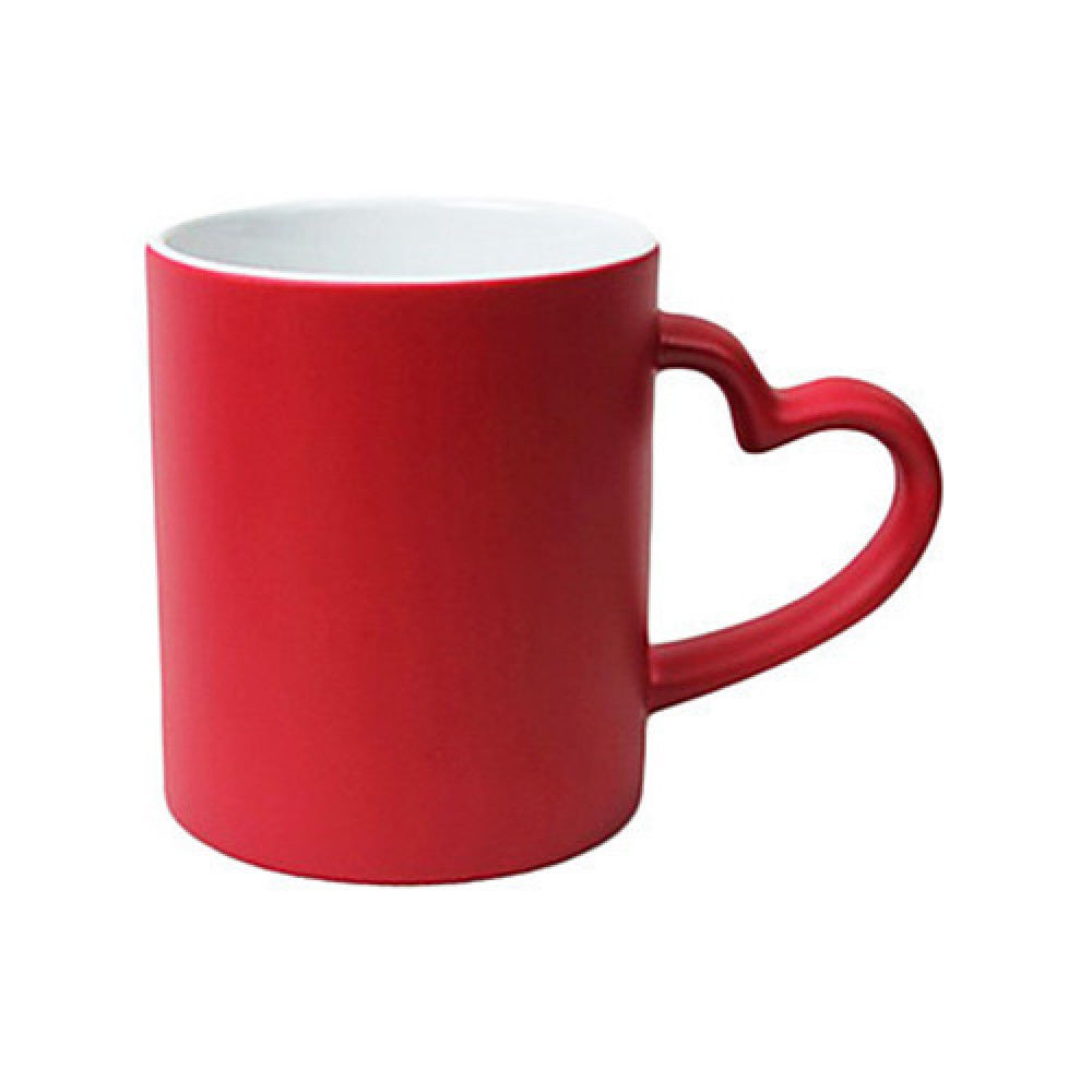 Heart Shape Red Handle Mug